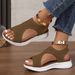 Cross-border Plus-size 35-43 New Sandals, Spring-summer Mesh Thick-soled Slip-on Peep-toe Fly-knit Casual Sports Women's_vogvips.com