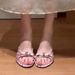 First Encounter Season Sweet Bowknot Polka Dot Open-Toe Stiletto For Women, Pink French Style Gorgeous One-Strap Sandals_vogvips.com