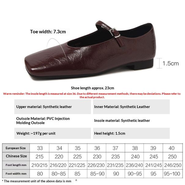 Cameido French Mary Jane Ballet Flats Simple Square Toe Single Buckle Women Shoes Spring_vogvips.com