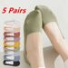 5 Pairs Women High Quality Matching Casual Summer Thin Cotton Bottom Non-slip Invisible Low Short Socks Breathable_vogvips.com