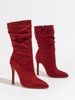 Women's Fashion Pointed Toe Stiletto Boots With Wrinkle Texture - Knee High Suede Boots For Streetwear, Plus Size Available In Black/Red/Nude_vogvips.com