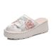 Thick Sole With Sloping Heels, Fashionable Bun Half Support Fabric, Mesh Embroidered Shoes, Sandals, And Slippers For_vogvips.com