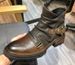 2025 Tall Men's Winter Brown Car Seam Solid Color Jack Captain Front Strap Men's Boots Martin Boots_vogvips.com