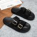 Summer Retro Double-button Matte Surface Flip-flop Versatile And Fashionable Casual And Comfortable Slip-on Sandal_vogvips.com