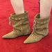 Unique Pointed Toe Hidden Wedge Slouch Women Short 2025 Summer New Pleated Western Cowboy Boots_vogvips.com