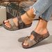 plus Size Women's Open Toe Sandals With Cross Belt Buckle Studded Detail For Outdoor Summer New Style_vogvips.com