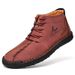 European Warm Series 2021 Autumn Winter New Men's Martin Large Size Mid-top Leather Outdoor Casual Handmade Fleece Short Boots For Men_vogvips.com