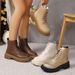 Women's Plus Size Martin Boots Side Zipper Platform Ankle Thick Sole British Style Black PU Suede Autumn New Style Size 43_vogvips.com