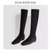 2024 Autumn Winter New Slim Inner Height Increase Elastic Long Women Leg Lengthening Straight Small Square Toe Fashion_vogvips.com