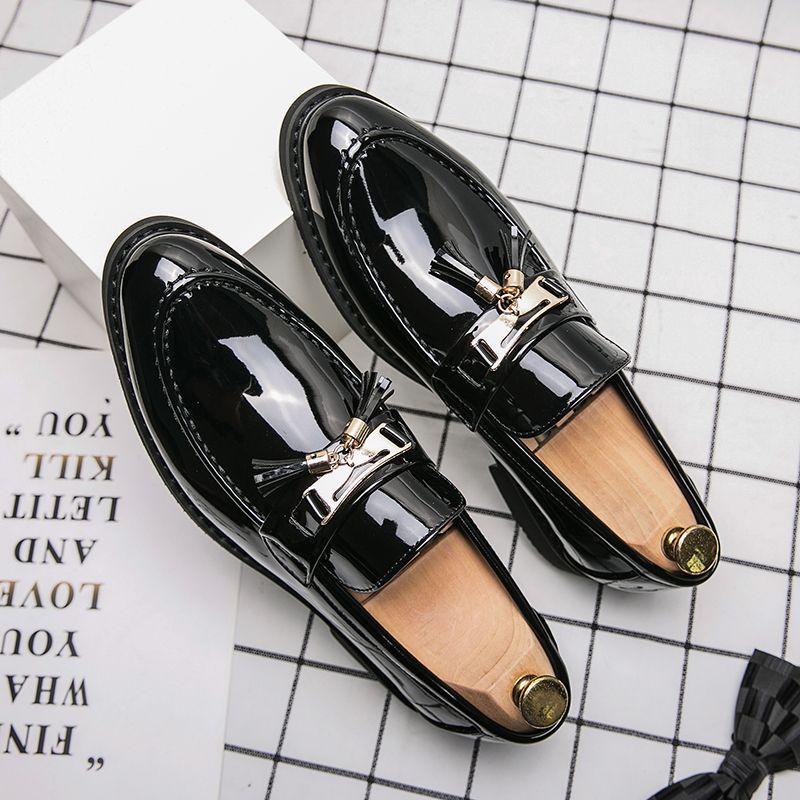 New Fashion Men's Brown Business Casual Loafer Shoes Daily Office Black Buckle Monk Men's Shoes One Foot Cover Banquet Dress Wedding Leather Shoes_vogvips.com