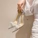 P7 With Transparent Bow 2023 Summer Women's Shoes Live Broadcast On Behalf Of European And American Slope Heels Stiletto_vogvips.com