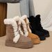 Fashion Khaki Platform Versatile Tall Snow Boots Women's 2025 Autumn And Winter New Warm And Heightening Snow Boots Cotton Shoes_vogvips.com