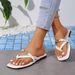 Cross-border European American 2026 Summer New Style Metal Buckle Clip-Toe Flip-Flops Women, Fashionable And Versatile_vogvips.com