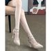 Rivet Waterproof Platform Sandals, Pointed Toe, Open Back High Heels Women, Comfortable For Summer, Pair With Skirts,_vogvips.com