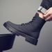 Martin Boots Men's High-top Leather Shoes Wind Thick-soled Heightened Velvet Black Locomotive Boys Soft Leather Medium-top Boots_vogvips.com