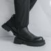 European Warm Series 2025 Autumn Winter New High-top Fashion Thick-soled Leather Boots Korean Style Round Toe Color-blocking Personality_vogvips.com