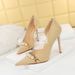 Elegant Pearl Metal Chain Pointed Toe Stiletto Pumps With Side Cut Out Design Slimming Suede Evening Shoes For Women_vogvips.com