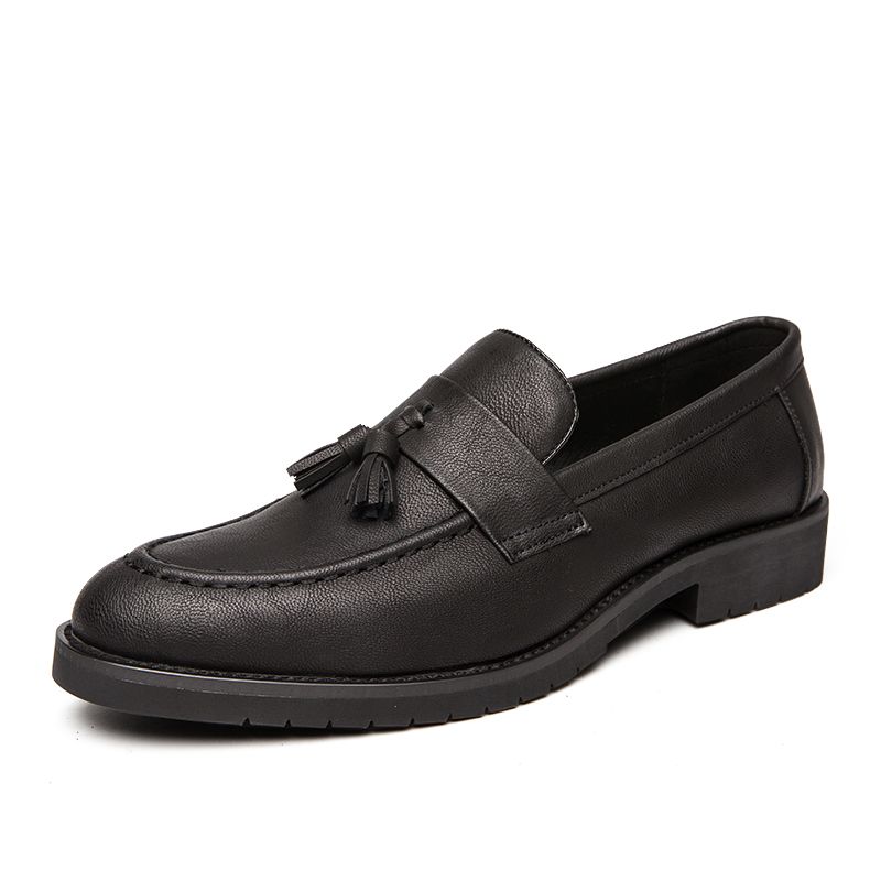 New Fashion Men's Brown Business Casual Loafer Shoes Daily Office Black Buckle Monk Men's Shoes One Foot Cover Banquet Dress Wedding Leather Shoes_vogvips.com