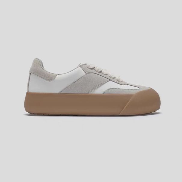 Pure Source Good Puffy Low-top Thick-soled Couple Casual Bai Jingting Same Style Niche Ugly-cute Bread Shoes Lace-up_vogvips.com