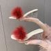 MTX 2025 New Summer Korean Style High Heels Thick Heel Slip-On Furry Bride Bridesmaid Robe Matching Shoes_vogvips.com