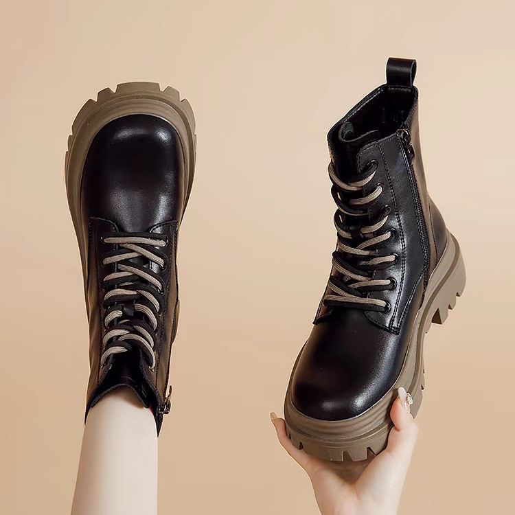 Women's Snow 2025 New Autumn Winter Fleece Lined Thickened Martin Thick Sole Short Boots Non-Slip Northeast Cotton Shoes_vogvips.com