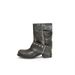 Women's Western Cowboy Boots With Studs & Buckles - Stacked Foldable Shaft Vintage Punk Rock Ankle Booties - Black & Tan Suede Leather Mid Heel Boots_vogvips.com