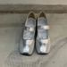 In Stock Silver Shallow Mouth Flat Ballet Mid Heel Small Square Toe Single Lazy Style Korean Retro German Training Shoes_vogvips.com