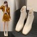 Small Women's Boots313233Chunky Square Toe Ankle Autumn Winter 2023 New Versatile Fashion High Heel Boots Size 34_vogvips.com