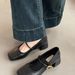 French-style Square-toed Chunky Mid-heel Mary Jane For Women, 2025 Autumn New Vintage Shallow-cut Shoes To Match Skirts_vogvips.com