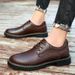 Autumn New Soft Sole Two-Layer Cowhide Business Casual Men's Formal Leather Patchwork Lace-Up Single Shoes_vogvips.com
