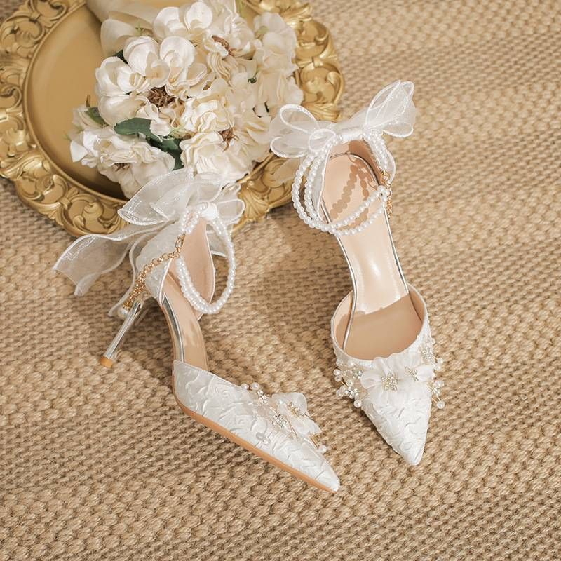 Women's Shoes Classic Style Elegant Pearl Accent Pointed-Toe High Heels For Women - Stylish & Comfortable Dress Shoes With Bow Detail_vogvips.com