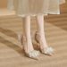 Women's Shoes Mid Heel Versatile Rhinestone Pumps For Wedding Party Shoes Versatile Rhinestone Sexy Backless Pearl & Rhinestone Butterfly Decor_vogvips.com