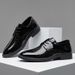 Large Shiny Casual Leather Shoes, Pointed Tie Up British Formal Business Youth Men's Shoes_vogvips.com