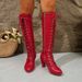Plus Size High Heeled Fashion Boots Women's Pointed Toe Slimming Chunky Heel European American Style Winter_vogvips.com