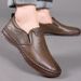 ct Suitable For All Seasons Men's Leather Summer New Slip-On Casual Sole Soft Surface Non-Slip Driving Middle-Aged Dad Shoes_vogvips.com