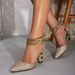Women's Thick Hollow Single Shoe High Heels Gold Shoes Fashion Women's Shoes_vogvips.com