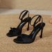 Women's Peep Toe Sandals High Heels Stiletto Sexy New Summer 2025 Pink Bow Buckle_vogvips.com