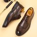 New Fashion Business Genuine Leather British Brock Men's Shoes Men's Business Formal Wear Oxford Shoes Lace-up Fashion Black Dress Wedding Derby Shoes_vogvips.com