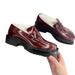 New Women's Platform Tabi Split Toe Shoes British Style Horseshoe Leather Lace-Up Loafers_vogvips.com