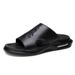 Men's Premium Leather Sandals With Cushioned Sole - Comfortable & Breathable Summer Slides For Casual And Beach Wear_vogvips.com