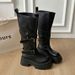 Women's Retro Oversized Thick Soled Buckle Leather Fashion Boots Autumn Winter Versatile Riding Knee High Boots_vogvips.com