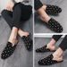 European Station Fashion Black Rivet Mules Shoes Four Seasons New Trend Rivet Black Slip-on Men's Shoes Nightclub Casual Banquet Dress Shoes_vogvips.com