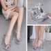 Sexy Super High Heels 15CM Thin Heel Waterproof Platform Sandals Transparent Crystal Shoes Wedding Shoes Banquet High Heels_vogvips.com