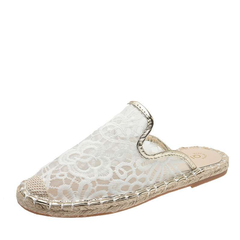 Mesh 35-43 Large Size Fisherman Slippers For Women 2025 Summer New Fashion Slip-on Flat Shoes_vogvips.com