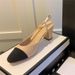 High-End New-Style Chunky Heel Sandals For Women, 2026 Color-Blocked Closed-Toe Trendy New Fairy-Like Casual Shoes_vogvips.com