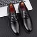 Men's Business Casual Round Toe British Lace Up Men's Leather Workwear Shoes, Trendy Plus Size Work Commuting Shoes_vogvips.com