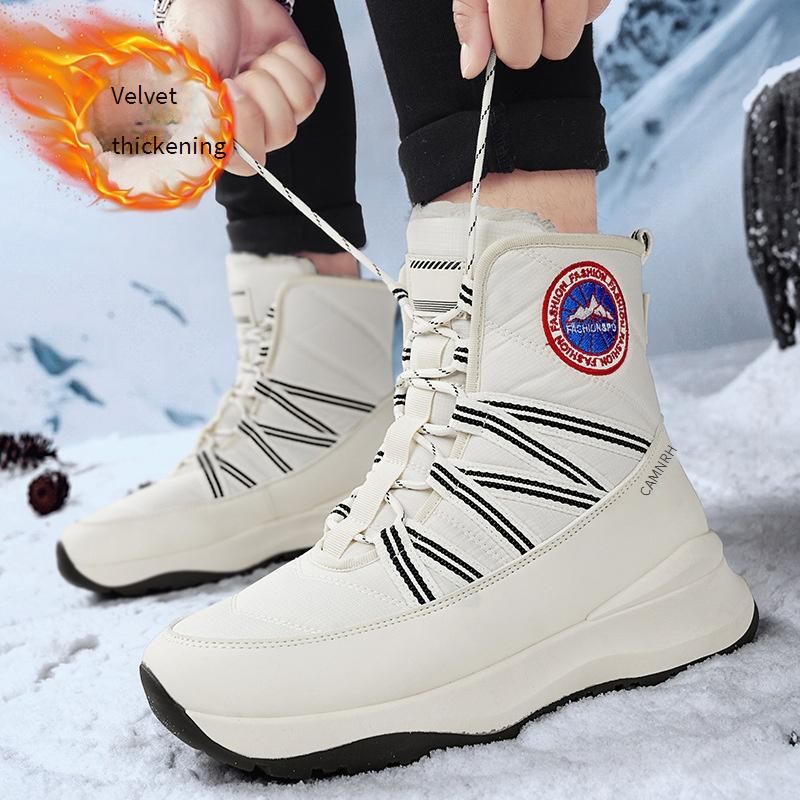 Men's Winter Snow Boots With Thick Sole - Fleece Lined Anti-Slip High-Top Warm Shoes For Cold Weather_vogvips.com
