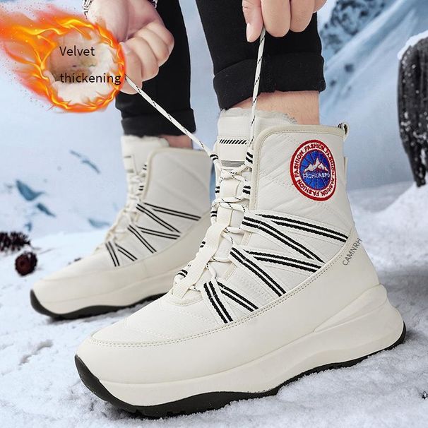 Men's Winter Snow Boots With Thick Sole - Fleece Lined Anti-Slip High-Top Warm Shoes For Cold Weather_vogvips.com