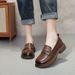 Women's Loafers 2024 Spring And Autumn Thick-Soled Slip-On Retro Versatile British Style Small Shoes Trendy Genuine_vogvips.com