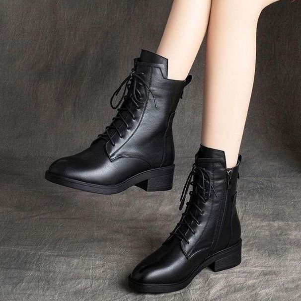 Hundred Leather Winter Boots Medium Heel_vogvips.com
